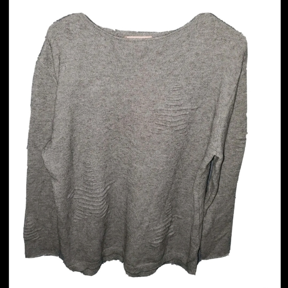Philosophy grey star design scoop neck soft cozy knit sweater